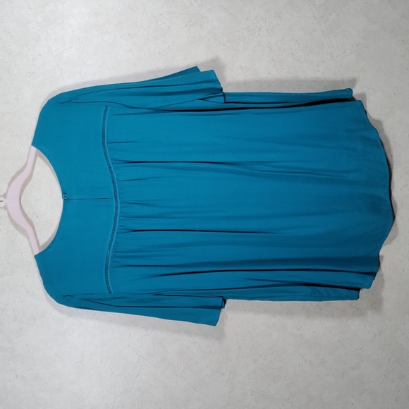 02160 Soft Surroundings teal S/S blouse w/lace trim XL NEW - Picture 6 of 9